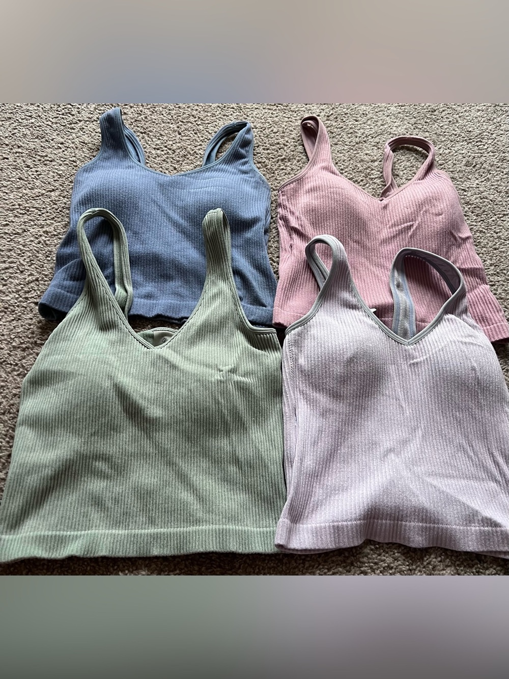 Altar'd State Ribbed V-Neck Crop Top Set - Blue, Pink, Green, Lavender